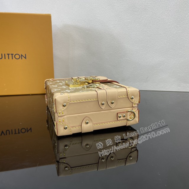 Lv路易威登2023專櫃新款Petit Malle手袋 LV帆布盒子包肩背斜挎包 M22282 ydh5237